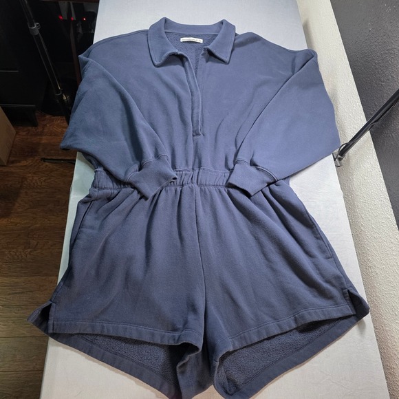 Abercrombie & Fitch Pants - Abercrombie & Fitch Navy Blue Long Sleeve Polo Fleece Shorts Romper XL